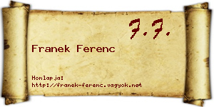 Franek Ferenc névjegykártya